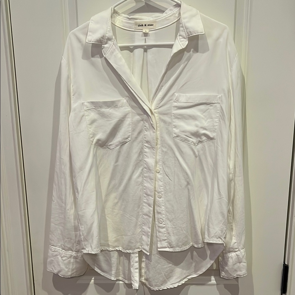 cloth & stone White Button-Up Shirt